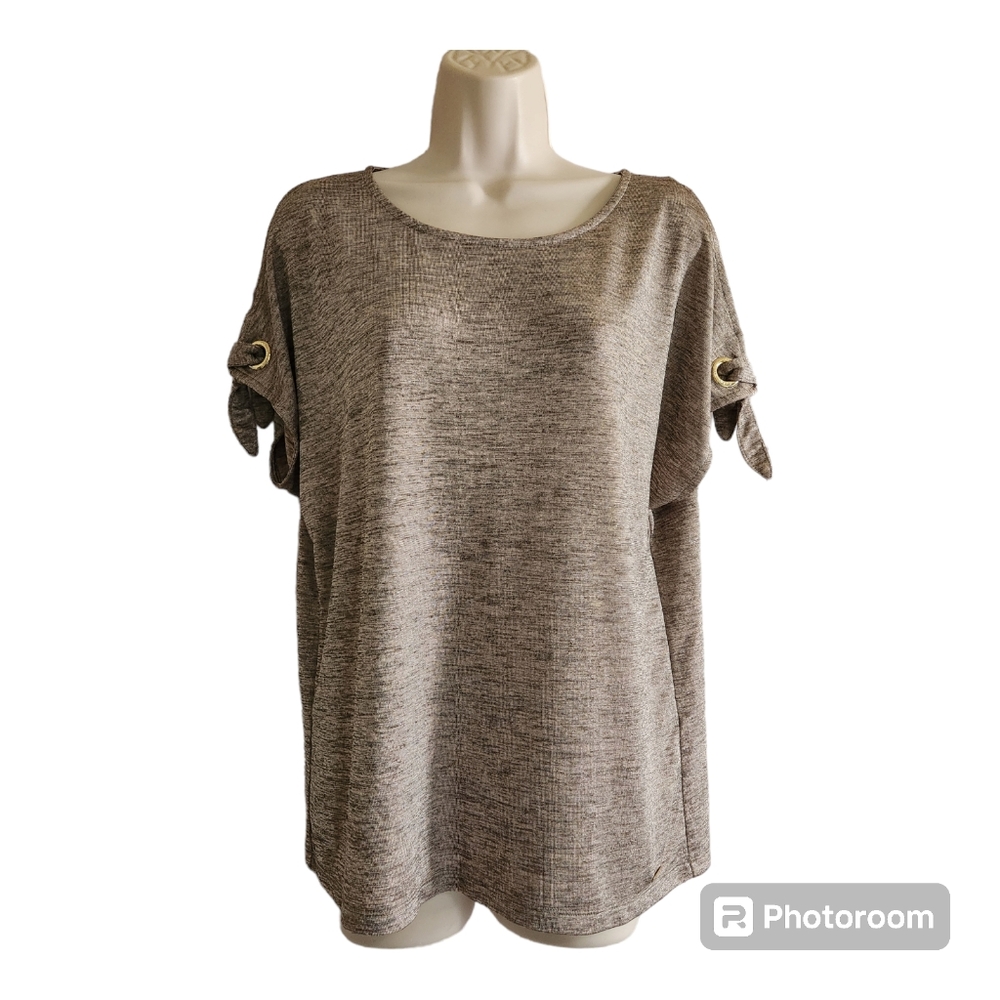 Calvin Klein Rose Gold Shimmer Marled Sleeveless Blouson Top Medium